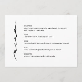 Menú de Recepción de Boda con Letra a Mano Chic
