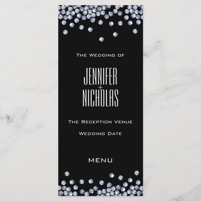 Menú de recepción de boda de Purpurinas de diamant (Anverso)