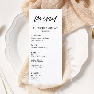 Menú de Recepción de Boda en Blanco y Negro con Le