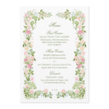 Menú de Recepción de Boda Floral Acuarela Elegante