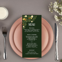 Menú de recepción de boda floral verde