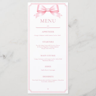 Menú de recepción de ducha de novia elegante rosa