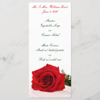 Menú de recepción de la boda roja