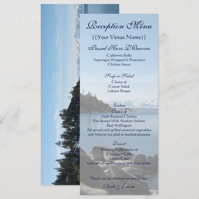 Menú de recepción del lago Tahoe (Anverso / Reverso)