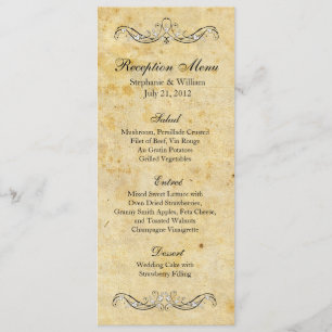 Menú de recepción victoriano vintage