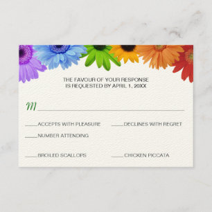Menú de respuesta del Boda de arcoiris con buquet