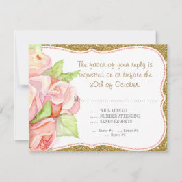 Menú de respuesta RSVP Boda Watercolor Rose Bouque