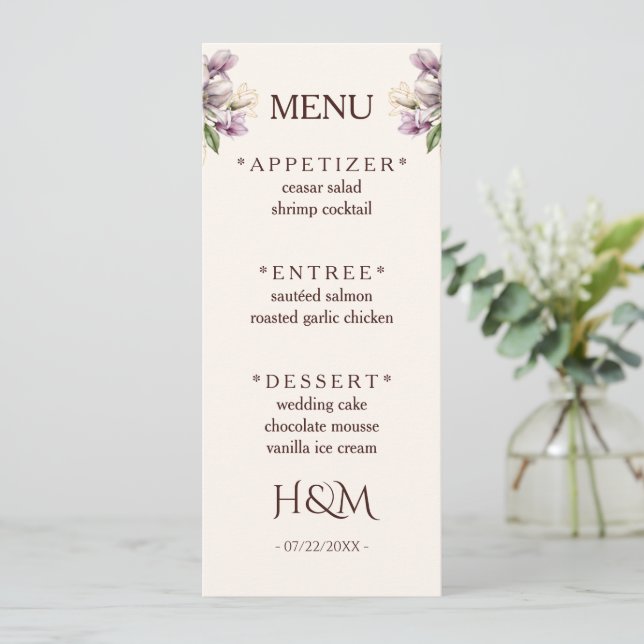 Menú de restaurante (Anverso de pie)