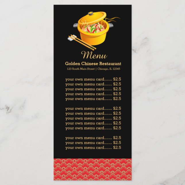 Menú de restaurante chino (Anverso)