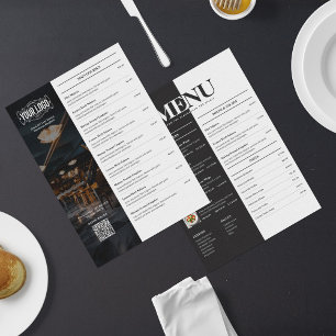 Menú de restaurante creativo al revés y al frente