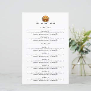 Menú de Restaurante Cute Burger