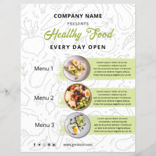 Menú de restaurante de catering de comida fresca y
