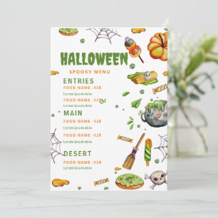 Menú de restaurante de Halloween, Menú de Hallowee