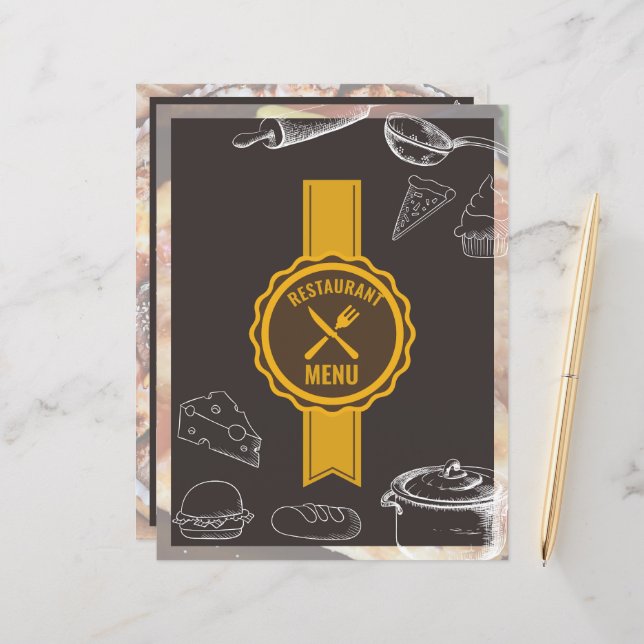 Menú de restaurante | Folleto del menú de alimento (Anverso/Reverso In Situ)