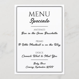 Menú de restaurante italiano para anunciar un emba