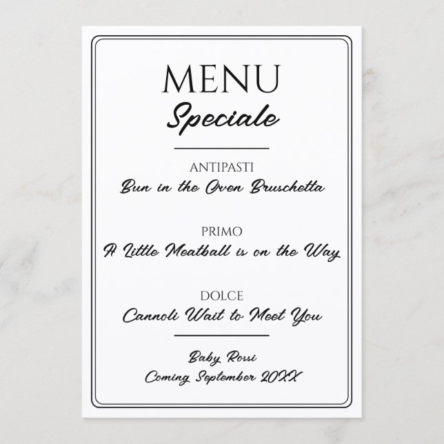 Menú de restaurante italiano para anunciar un emba (Anverso)