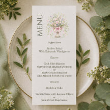 Menú de Romance de Jardín Vintage