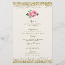 Menú de rosas rosadas bonitos y Bodas Purpurinas