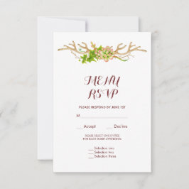 Menú de RSVP de Cuerno Rústico y Flores Silvestres
