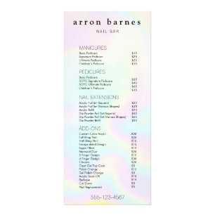 Menú de servicio de lista de precios de venta irid
