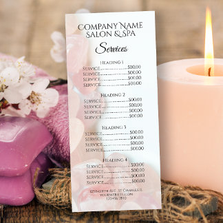 Menú de servicio de salón de belleza Rosa Quartz