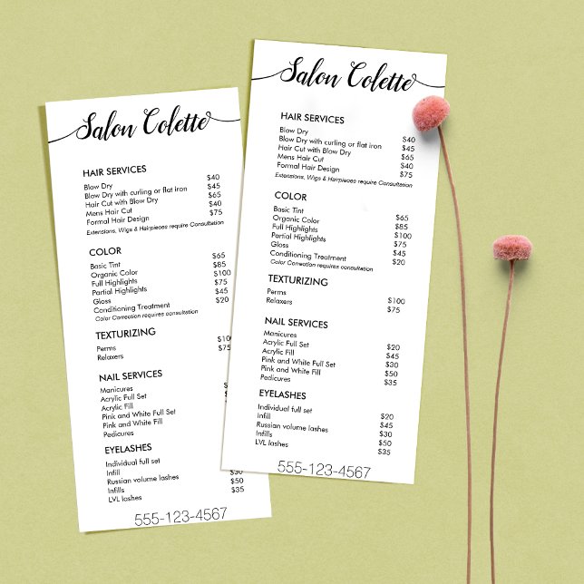 Menú de servicio de salón de caligrafía blanca sim (Subido por el creador)