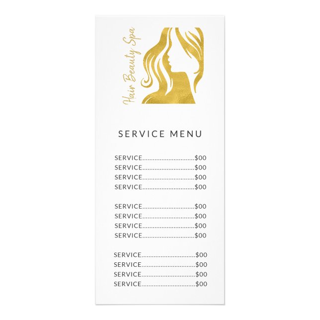 Menú de servicio del salón de belleza con logotipo (Frente)
