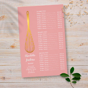 Menú de Servicio Gold Whisk Patisserie Dusty Rose
