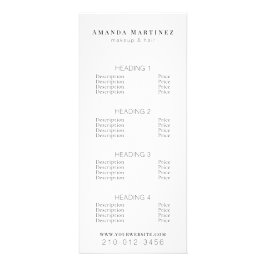 Menú de servicio Lista de precios de venta minimal