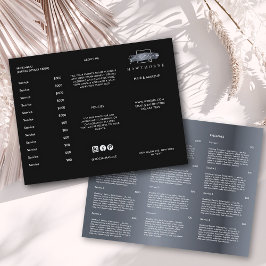 Menú de servicios de lista de precios de venta de 