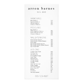 Menú de servicios de lista de precios de venta sim