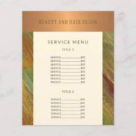 Menú de servicios de salón de belleza moderno prom