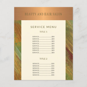 Menú de servicios de salón de belleza moderno prom