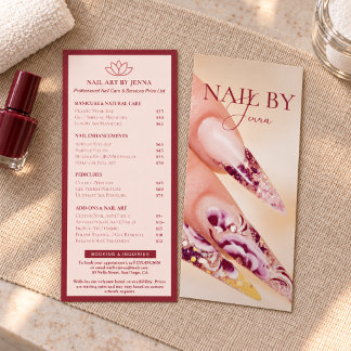 Menú de servicios de salón de uñas Rubor Burgundy