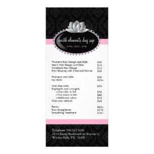 Menú de servicios de salón y spa