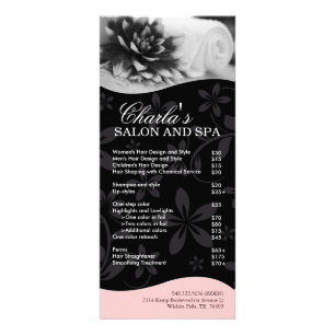 Menú de servicios de salón y spa