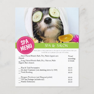 Menú de servicios de spa Dog Grooming
