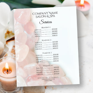 Menú de servicios de spa Pink Rose Quartz