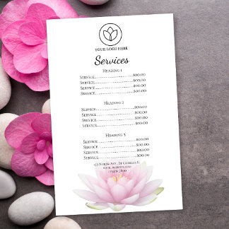 Menú de Servicios de Spa y Salón de la Flor de Lot