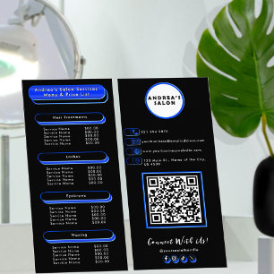 Menú de Servicios del Salón Royal Blue & Black Agr