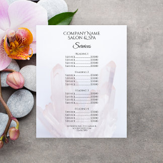 Menú de Servicios del Salón Spa de Cristales de Co