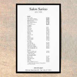 Menú de servicios simple de salón de belleza blanc