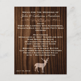 Menú de tabla de casamiento en el campo de los cie