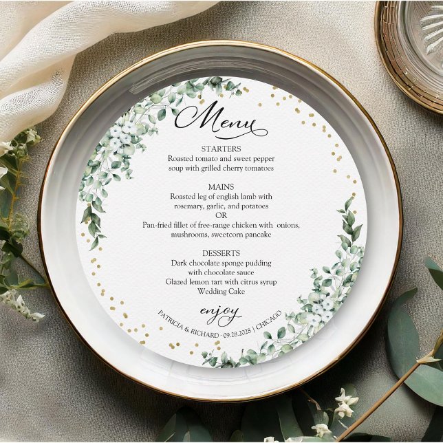 Menú de Tarjeta de Círculo de Boda con Verdor (Subido por el creador)
