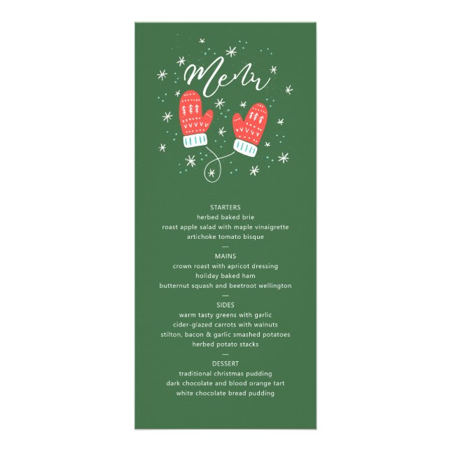 Menú de vacaciones de Hygge Mittens Navidades (Frente)