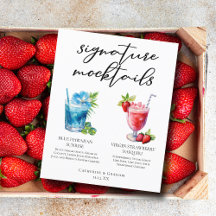 Menú de verano de los cócteles de la firma de la p