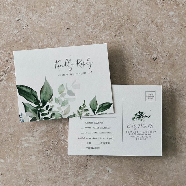 Menú de verde esmeralda Elección Postal RSVP Boda (Subido por el creador)