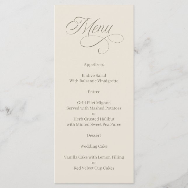 Menú de Villa Toscana con Caligrafía Elegante (Anverso)