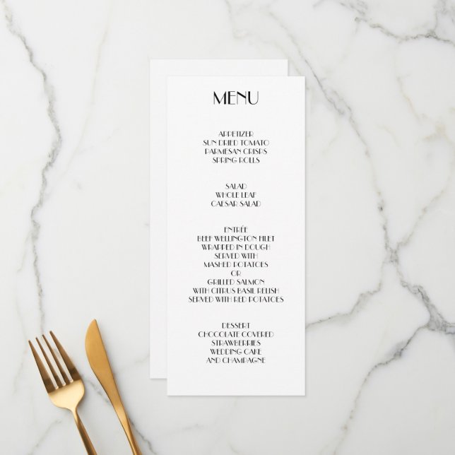 Menú Deco Mínimo Para El Boda (Anverso/Reverso In Situ)