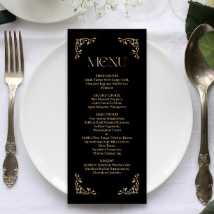 Menú Deco Moderno   Boda elegante en negro y dorado